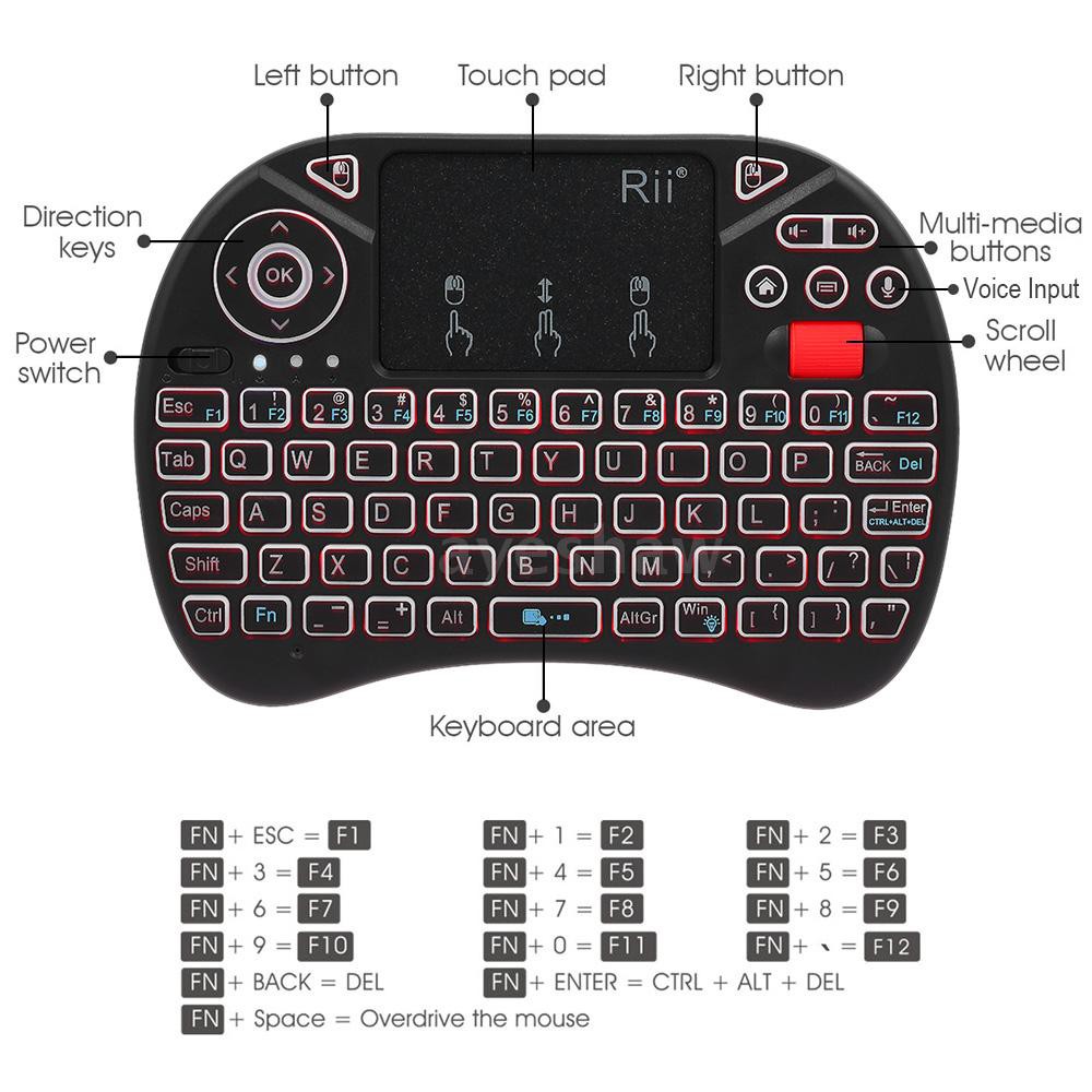 Ayeshaw Rii i8X Plus 2.4GHz Backlit Wireless Keyboard Touchpad Mouse Voice Input Handheld Remote Con