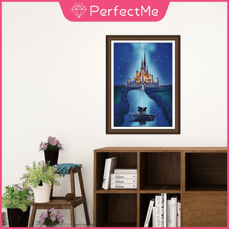 Bộ tranh đính đá 5D DIY hình lâu đài để trang trí nhà