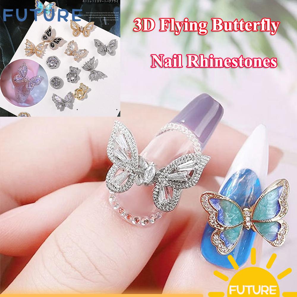 Hình Dán Trang Trí Móng Tay Hình Bướm 3D Bằng Hợp Kim Sang Trọng|Móng Tay|Mới!|Đá Đính Trang Trí Móng Tay