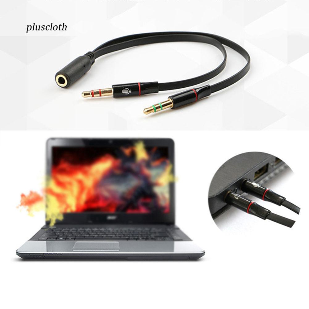 Cáp chuyển đổi 3.5mm Female sang 2 Male kết nối micro / tai nghe jack 3.5mm cho máy tính laptop