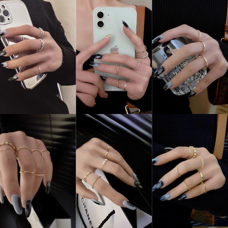 Set nhẫn thiết kế hở ngón thời trang Hàn Quốc