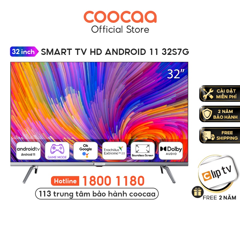 Smart TV HD Coocaa 32 Inch Wifi - 32S7G - Android 11 - Miễn phí lắp đặt