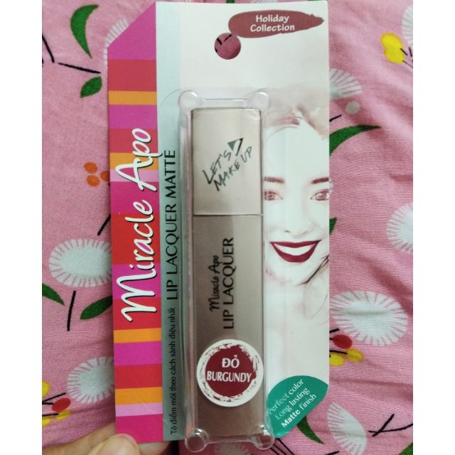 Son kem lì Miracle Apo Lip Lacquer Matte Holiday Collection 3ml màu đỏ ruby Plot Twist (đỏ Burgundy)
