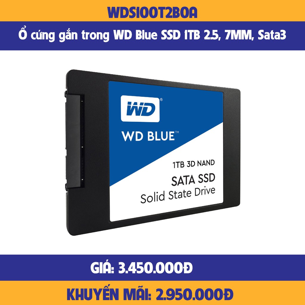 Ổ cứng SSD WD Blue 1TB WDS100T2B0A SATA 2.5 inch-hàng chính hãng