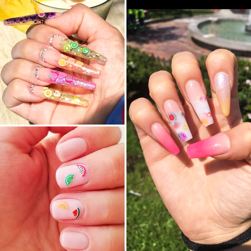 3D Fruit Pattern Nail Art Slices/ Multipurpose Polymer Fruit Slices For DIY Crafts Slime Making Cellphone Case Decoration