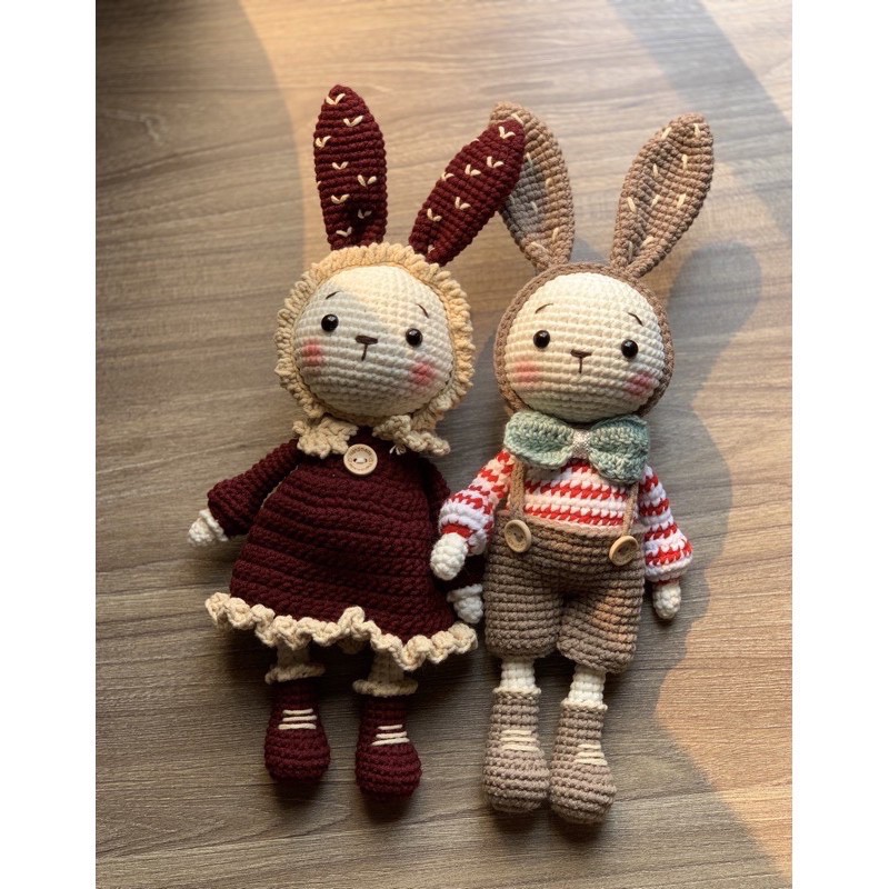 Thỏ Mimi và Miti - thú len - handmade