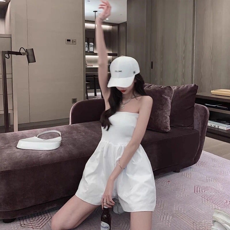 Top Vest quần short cạp cao Jumpsuit gợi cảm cho nữ thời trang