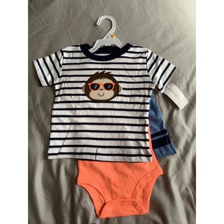 Body suit + áo carters + quần sort carters bé trai từ 6-24 tháng