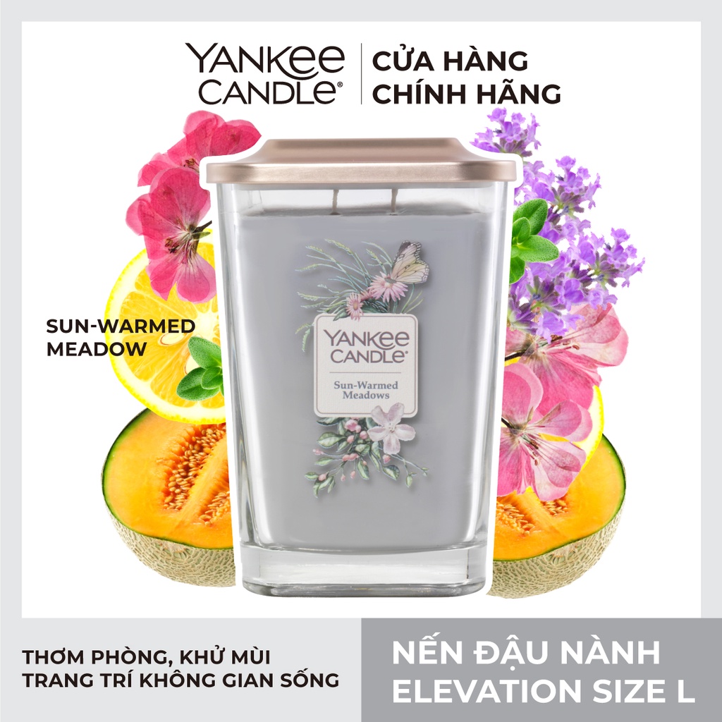 Nến ly vuông Elevation Yankee Candle size L - Sunwarmed Meadow (552g)