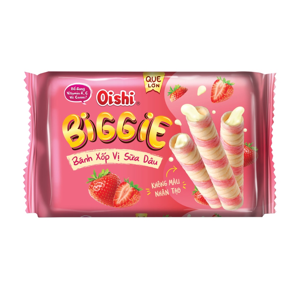 Combo 20 gói Oishi Bánh Xốp Vị Sữa Dâu Biggie -