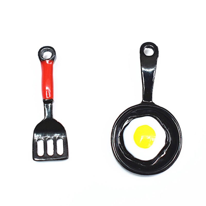 1 Đôi Khuyên Tai Hình Chảo Chiên / Trứng Chiên Kiểu Bất Đối Xứng Sáng Tạo Mi