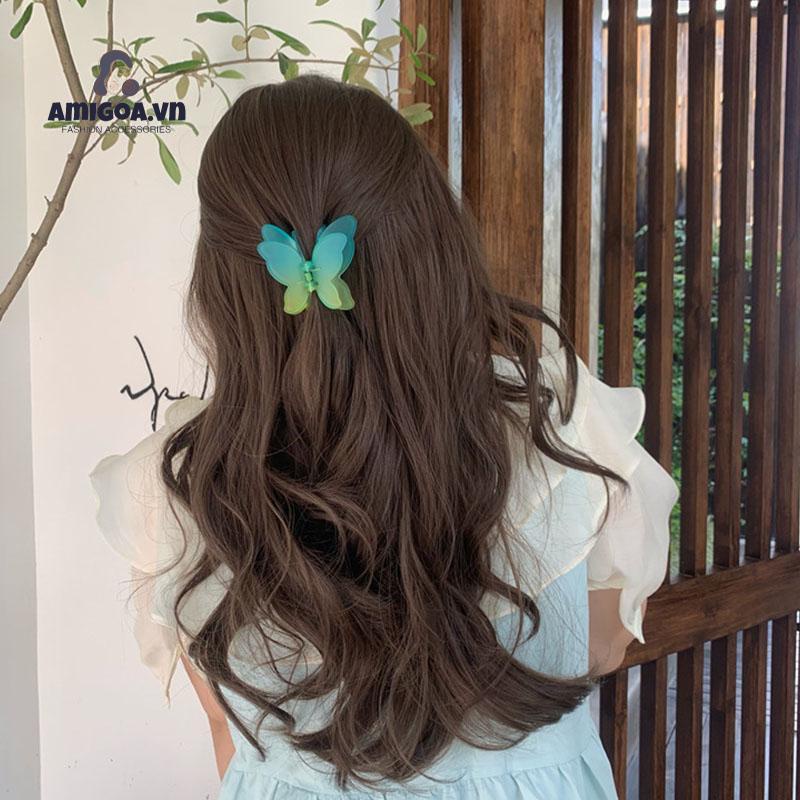 Kẹp Tóc Hình Bướm Hai Lớp Màu Sắc Gradient Dành Cho Nữ
