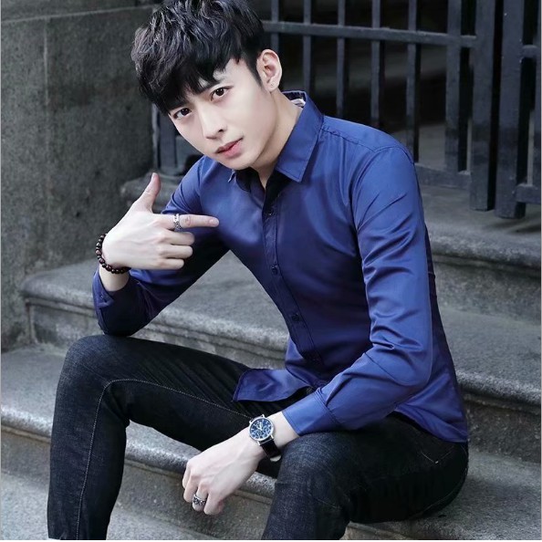 Áo sơ mi nam dài tay, chất liệu cotton poly, với from slimfit đuôi tôm chuẩn đẹp, thiết kế đơn giản cuốn hút