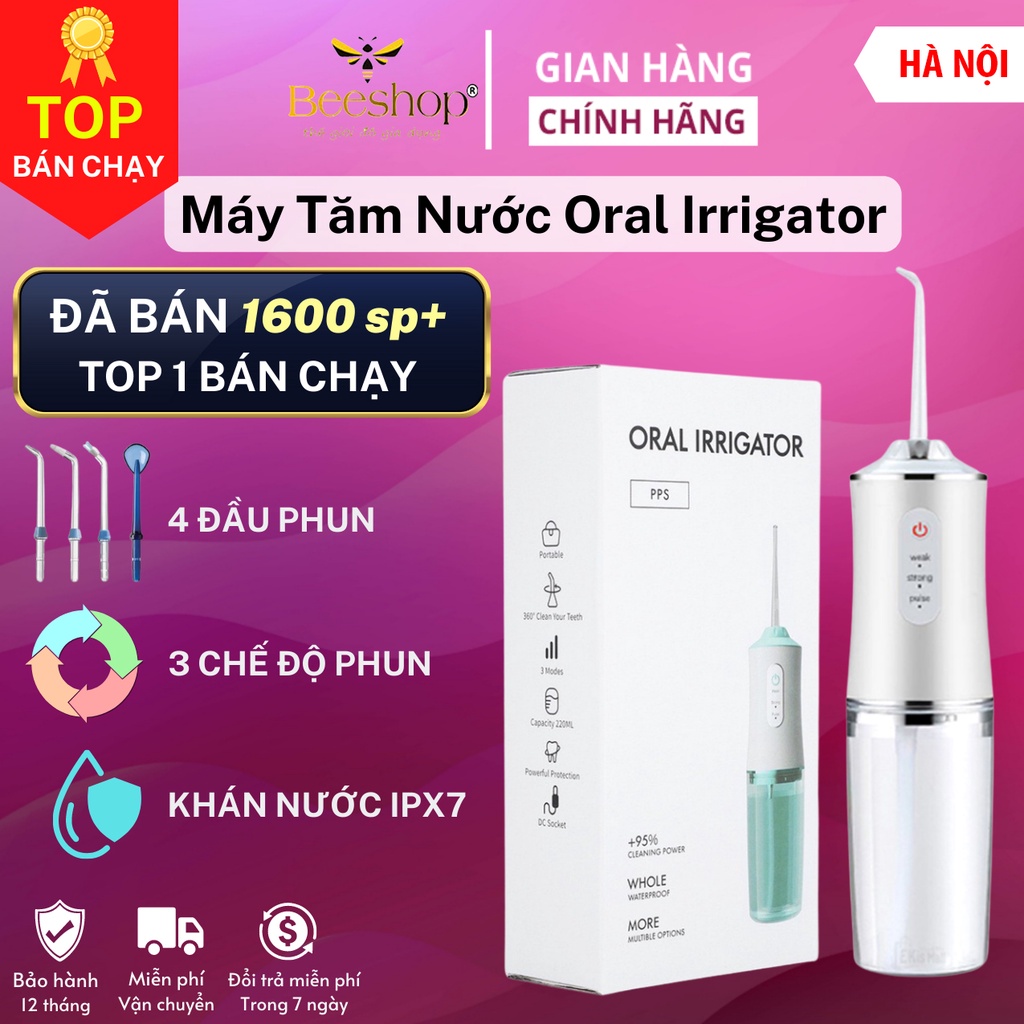 [SIÊU-HOT-2022] Máy Tăm Nước Cầm Tay Chính Hãng BH 1 đổi 1 - Bộ Tăm Nước Vệ Sinh Răng Miệng Oral Irrigator