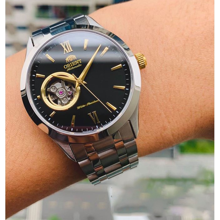 Đồng Hồ - Đồng Hồ Nam Cơ Orient Mặt Đen Lộ Máy - Dây Thép Đúc Đặc - Kiểu Dáng Đẳng Cấp, Mạnh Mẽ - Bảo Hành 12 Tháng