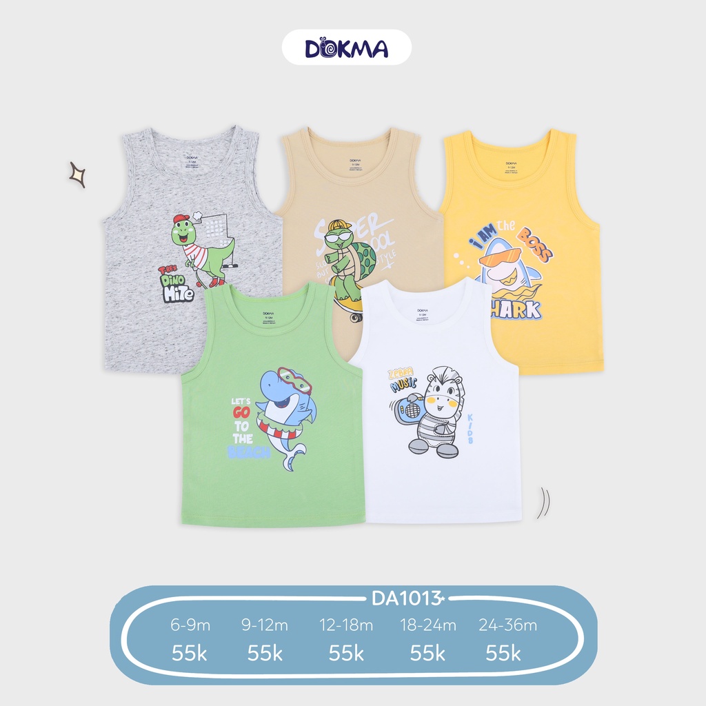 [Rẻ Vô Địch] Áo ba lỗ cotton hoạ tiết trẻ em ngộ nghĩnh DA1013/DA1568  Dokma