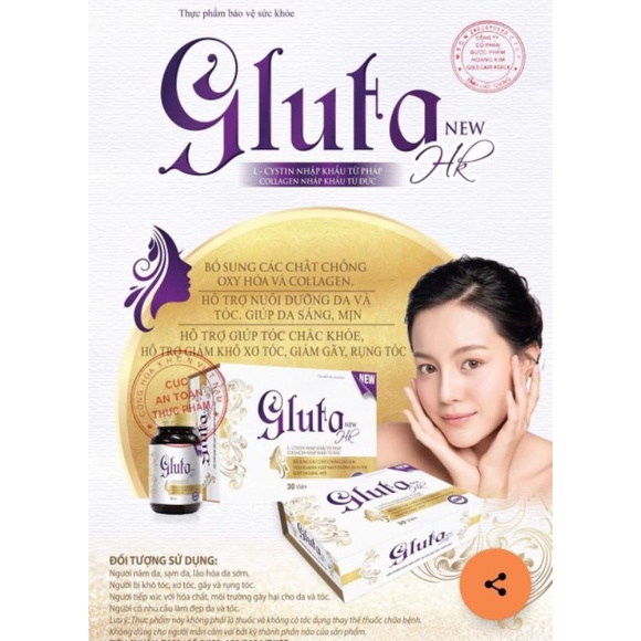 Thực phẩm bổ sung Gluta HK giúp sáng da, tăng cường nội tiết tố nữ hộp 30 viên