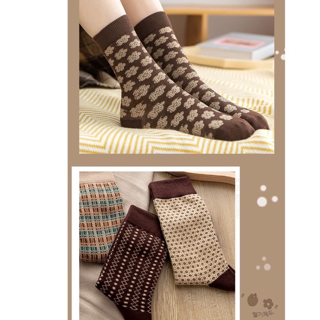 Vớ tất cổ cao unisex họa tiết Vintage phong cách Boho