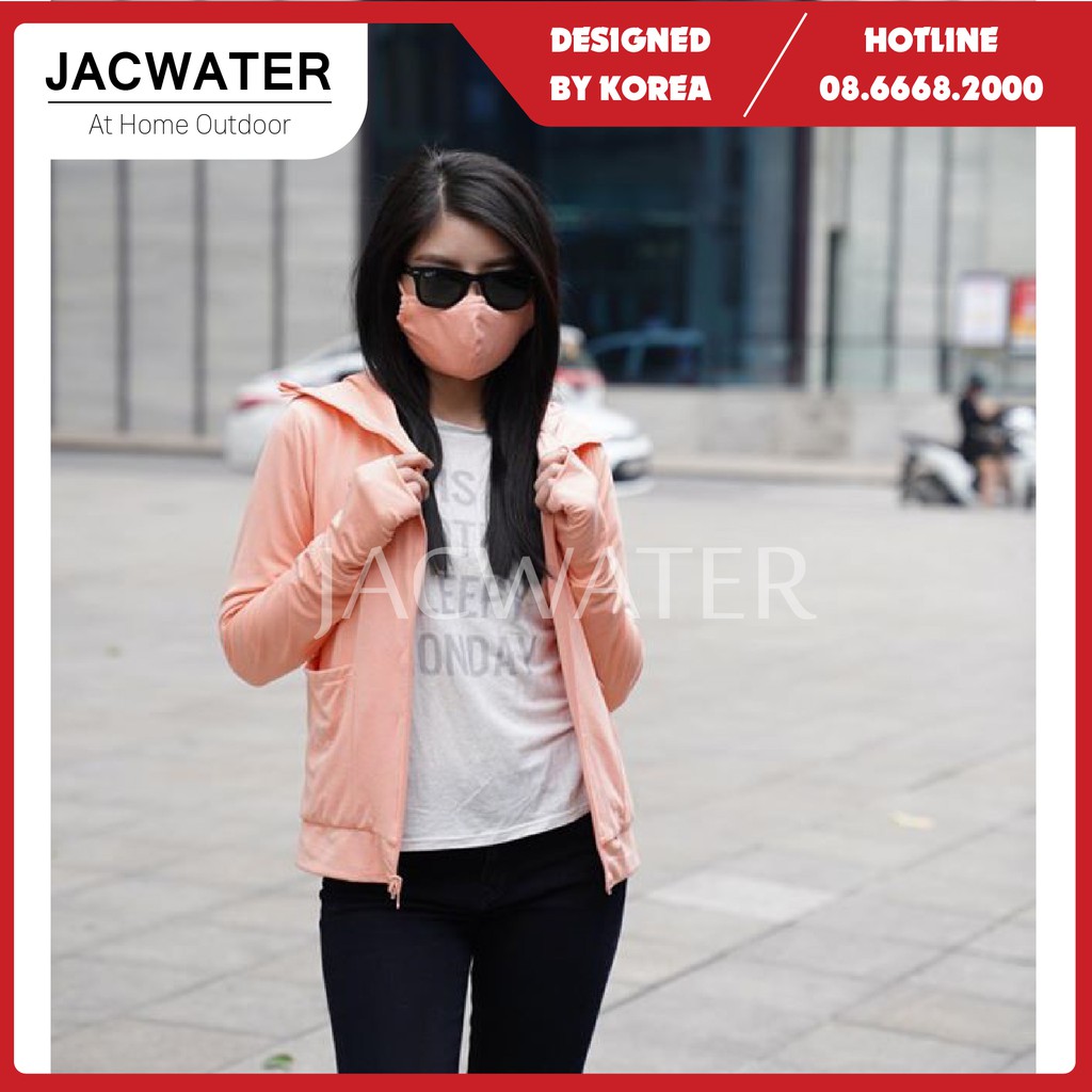 Áo chống nắng nữ 2 lớp dày dặn thun lạnh cản tia uv mặc được hai mặt JACWATER V420