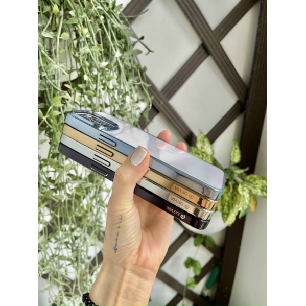 Ốp lưng DEVIA Cực Đẹp lưng trong viền màu cho Iphone 13 pro max/13/13 pro/ 12 / 12 Pro/ 12 Pro Max/ 12 mini