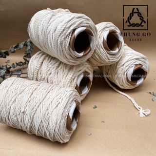 Dây thừng cotton macrame 3 xoắn 5mm TRẮNG KEM