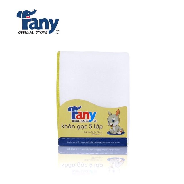 Khăn gạc sữa 5 lớp Fany 100% cotton 30.5*24cm hộp 10 cái