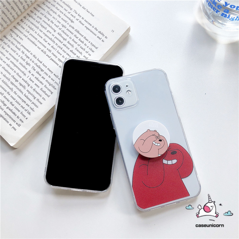 Ốp điện thoại mềm trong suốt in hình We Bare Bears có giá đỡ cho Redmi Note 9 9S 9Pro 7 8 8Pro 5A 6A 4A 4X 5Plus