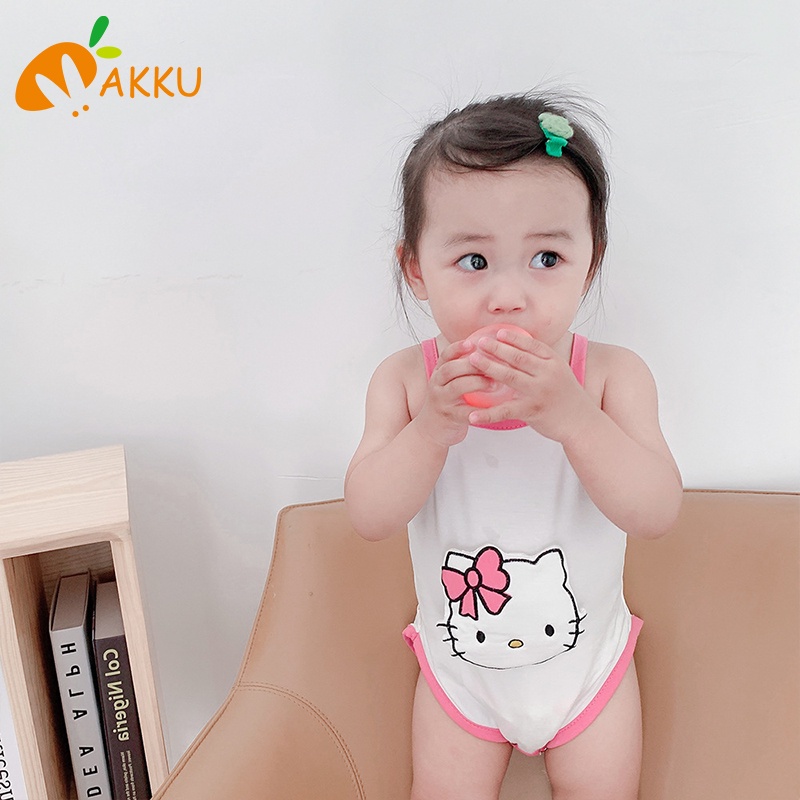 Áo liền quần Tay Ngắn Kèm Nón Họa Tiết Hoạt Hình Đáng Yêu Thời Trang Mùa Hè Cho Bé