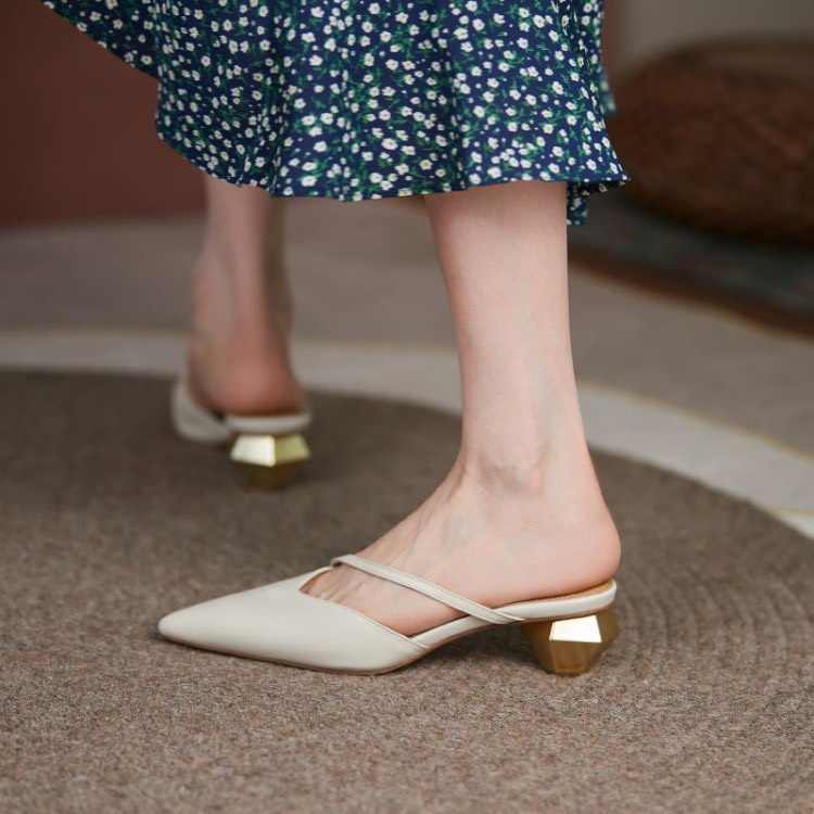 Giày cao gót bít mũi gót lục giác 5 phân, sandal cao gót mũi nhọn gót lục giác 5cm Chị Đẹp Store mã M92( form nhỏ)