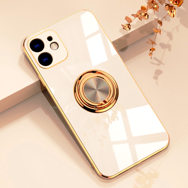 Sang Trọng Ốp Điện Thoại TPU Silicon Mềm Có Giá Đỡ Nam Châm Cho iPhone 11 12 13 14 Pro MAX 7 8 Plus X XR XS MAX 12 13 Mini