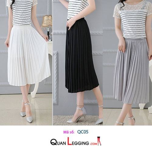 Váy quần xếp ly, quần ống rộng xếp ly, Culottes xếp ly -QC05