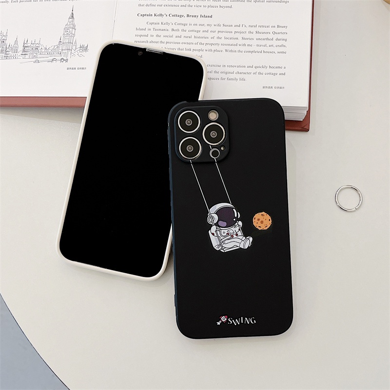 Ốp Điện Thoại silicone Mềm In Hình Phi Hành Gia Cho iphone 15 13 / 12 / 11 pro max x xr 7 8 plus Bảo Vệ