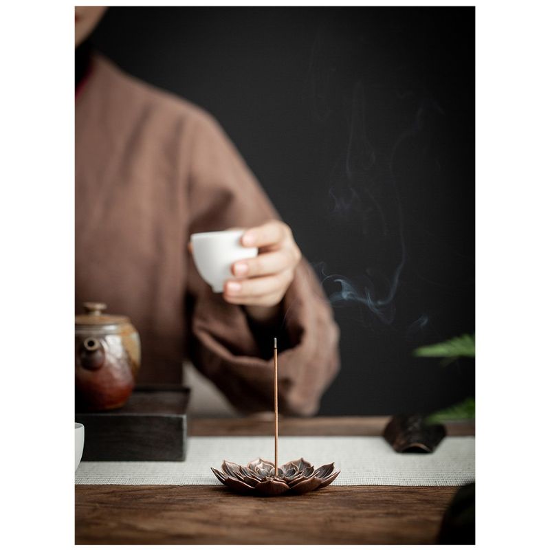 Lư Xông Trầm Hương - Lư Đốt Trầm Hương Hình Cánh Hoa,Đế Hoa Sen