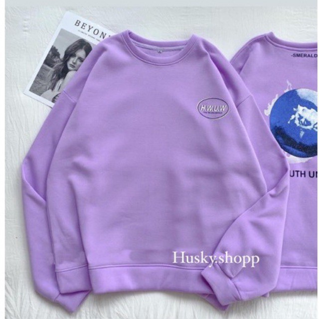 Áo Sweater Nỉ Bông HWUW Tím Môn (Ảnh Thật)