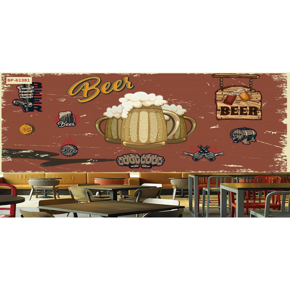 Tranh lụa 3d trang trí Nhà hàng Beer Kích Thước 1,5m x 2m BIARUOU-04