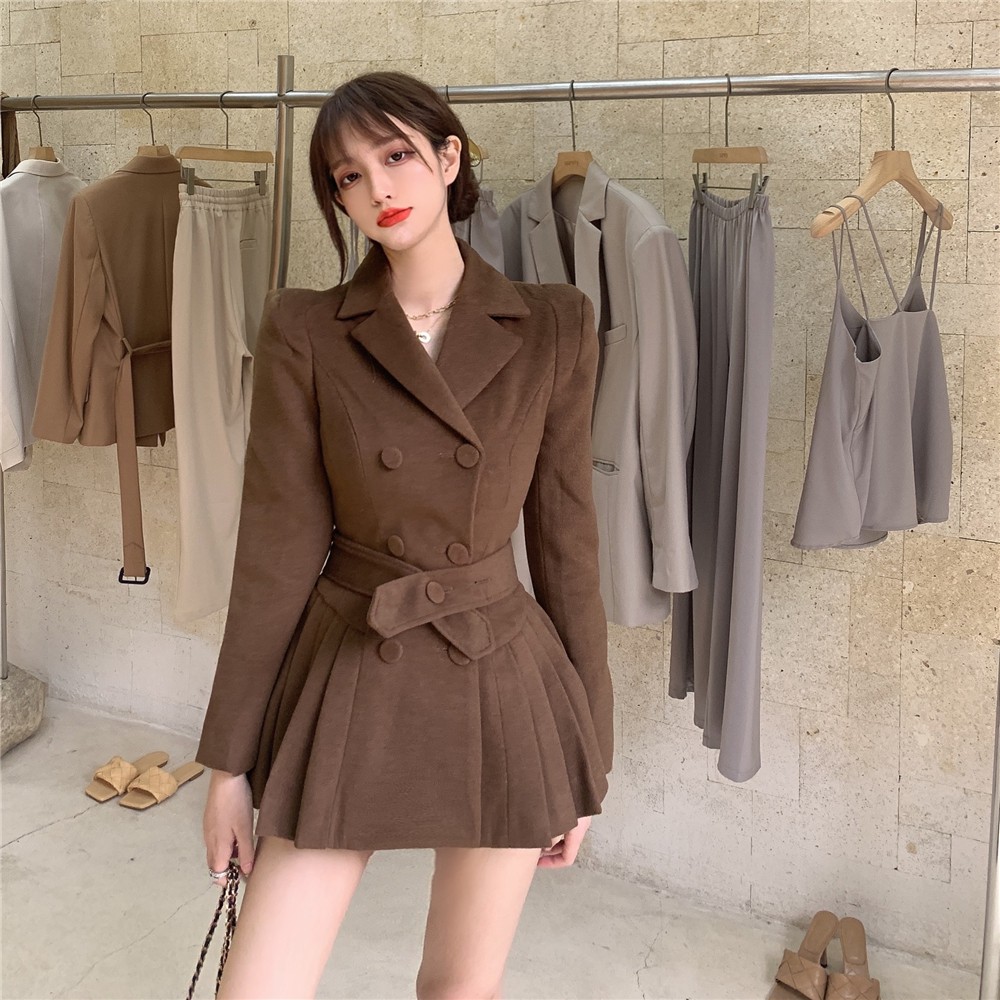 Đầm nữ dáng xòe mini tay dài thu đông Emilyshop