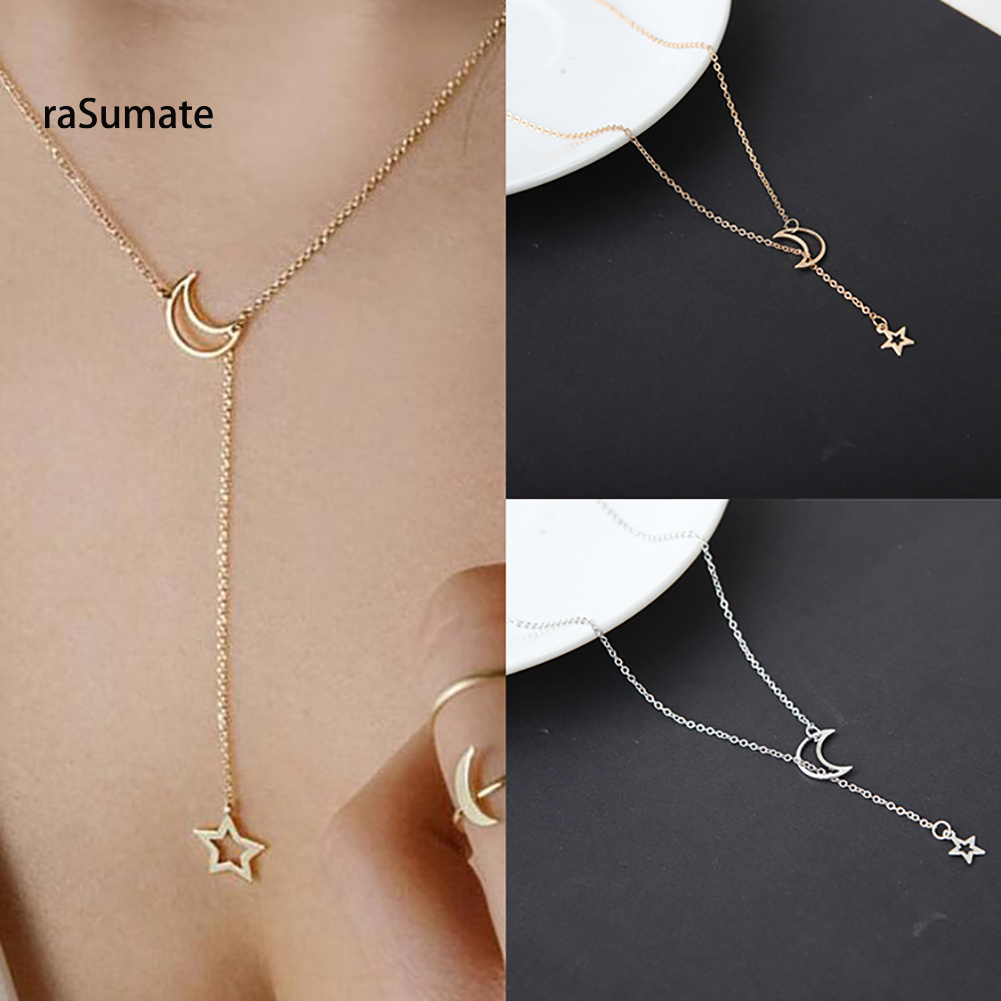 vòng cổ Choker Mặt Trăng Và Ngôi Sao Đơn Giản Cho Nữ