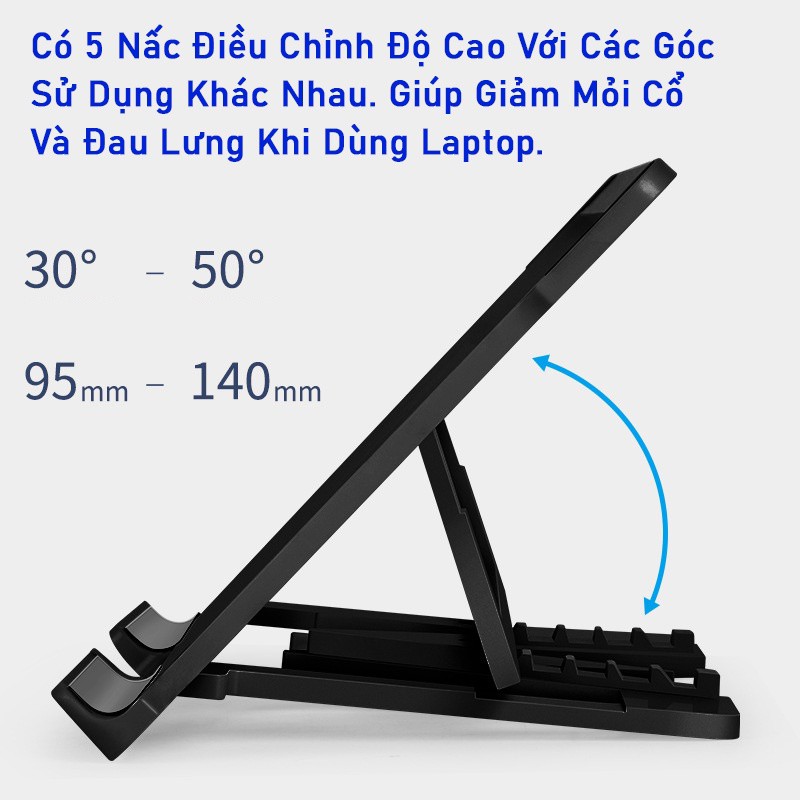 Giá Đỡ Laptop/Macbook/iPad Được Làm Bằng Nhựa ABS Cao Cấp Gấp Gọn, Điều Chỉnh Độ Cao Chắn Chắn, Giúp Tản Nhiệt Tốt | BigBuy360 - bigbuy360.vn