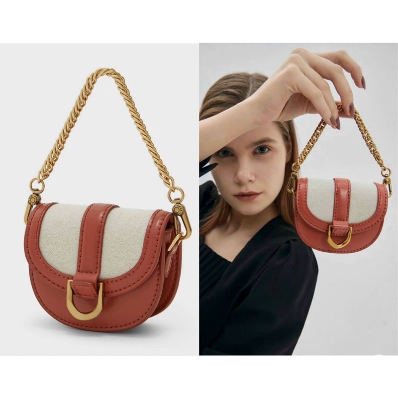 TÍale - Túi đeo chéo mini C•and•K Micro Gabine Quilted Saddle Bag-cam phối