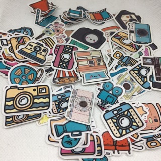 Sticker máy ảnh dán trang trí scrapbook, planner, kính, thuỷ tinh,... size 3-5cm