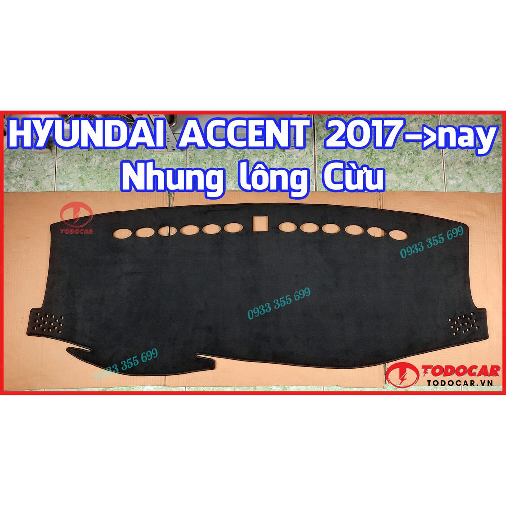 Thảm Taplo HYUNDAI ACCENT bằng Nhung lông Cừu hoặc Da vân Carbon, Da vân Gỗ