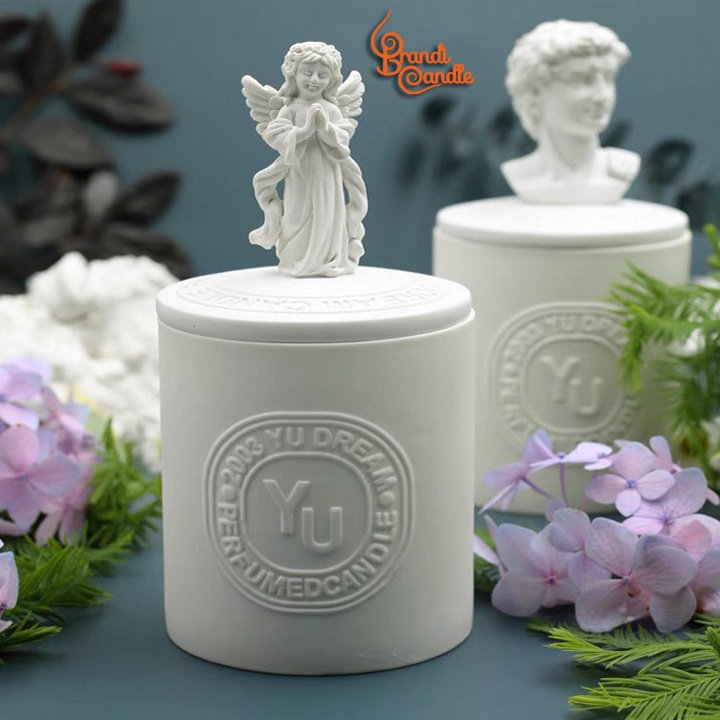 Nến thơm YuDream Candle nắp tượng hộp giấy đính nơ xinh xắn