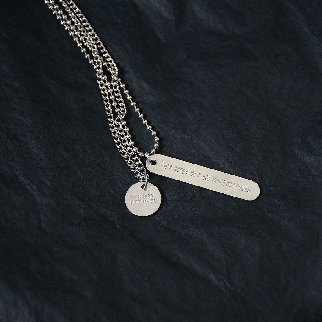 Dây Chuyền Mặt Tròn Khắc Chữ Bằng Thép Titan Không Phai 23313 Thời Trang Cho Nam Nữ