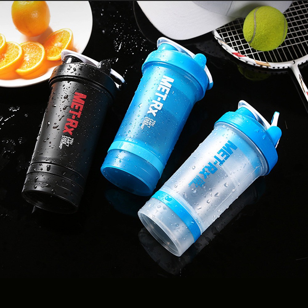 Bình Nước Tập Gym ⚡FREE SHIP⚡ Tập Thể Thao 3 Ngăn MET-RX