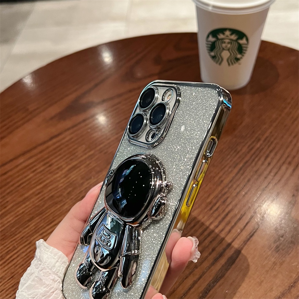 Ốp Điện Thoại TPU Trong Suốt In Hình Phi Hành Gia Kèm Giá Đỡ Cho iPhone 14max 14 13 12 11 Pro Max Xs Max Xr 8 7Plus