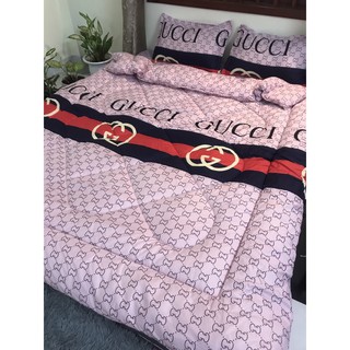 Bộ ga gối poly 1,6m GUCCI HỒNG