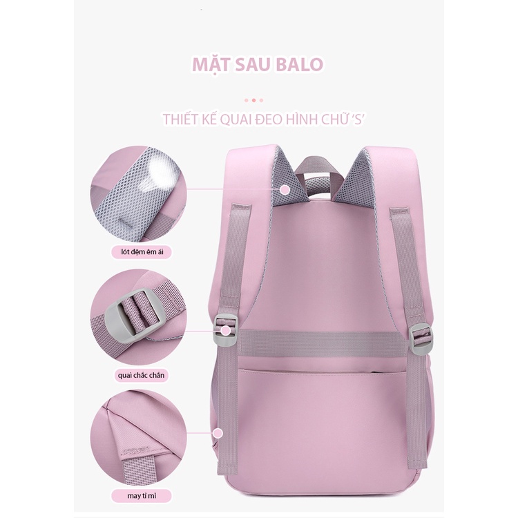 Balo Basic Phong Cách Ulzzang Hàn Quốc Cặp Nữ Đi Học Kiểu Trơn Chống Nước Thời Trang Unisex 9418