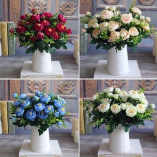 Cành hoa hồng trà châu âu 6 bông trang trí - hoa giả