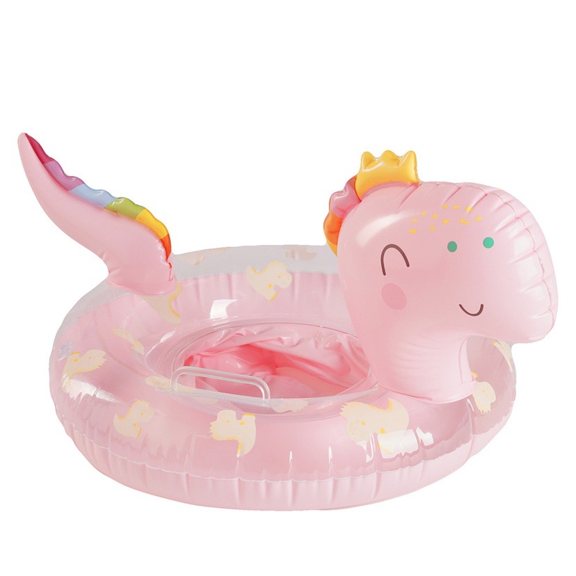 Phao Bơi Tròn Hình Khủng Long Đính Kim Sa Lấp Lánh An Toàn Chống Lăn Cho Bé 0-5 Tuổi