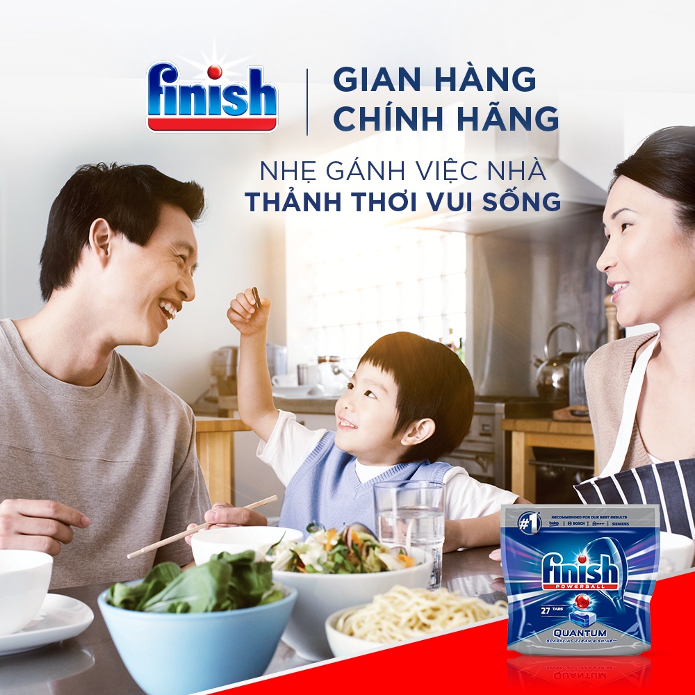 Combo 03 túi Viên Rửa Chén Bát Finish Powerball Quantum 27 viên/túi